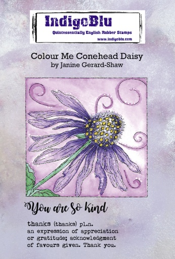 Colour Me - Conehead Daisy A6 Red Rubber Stamp